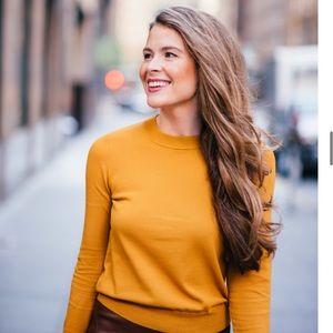 Leith mustard bell cuff sweater